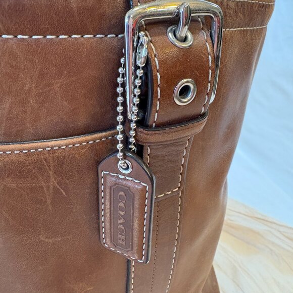 Vintage Coach Brown Hampton Oversized Tote Bag Genuine Leather - Picture 4 of 14